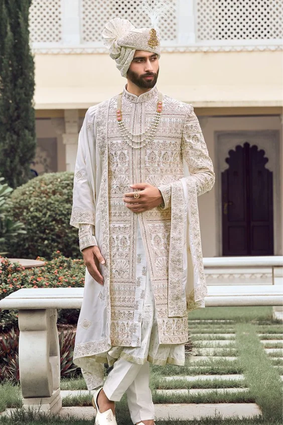  Ivory Embroidered Sherwani