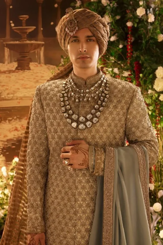 Nawabi Golden Sherwani 