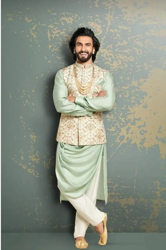  Ranveer Singh's Draped Indo Western Sherwani