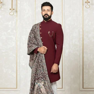 Dark Brown Long Sherwani for men