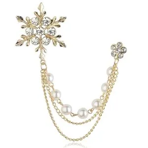 Three chain golden brooch